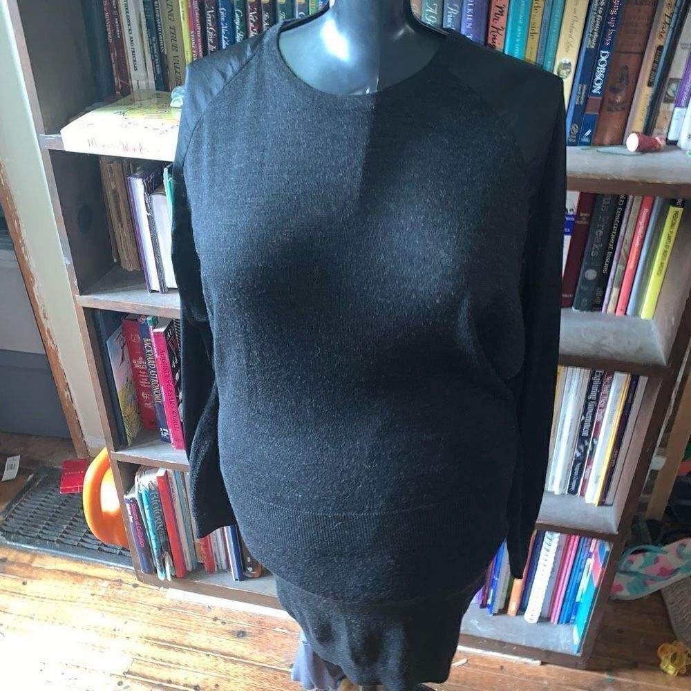Allsaints Japanese cloth black bodycon US6 black long sleeve mini dress